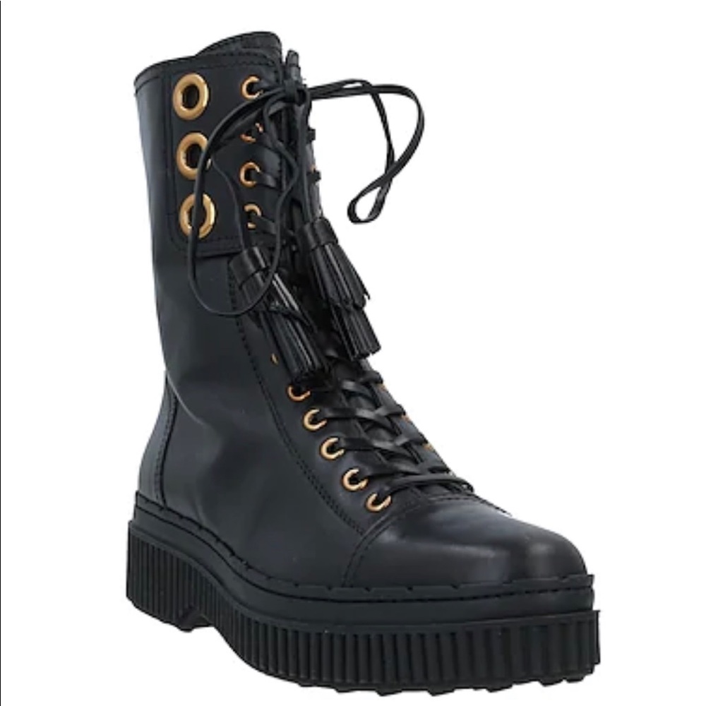 Tod’s Black Leather Lace Up Boots